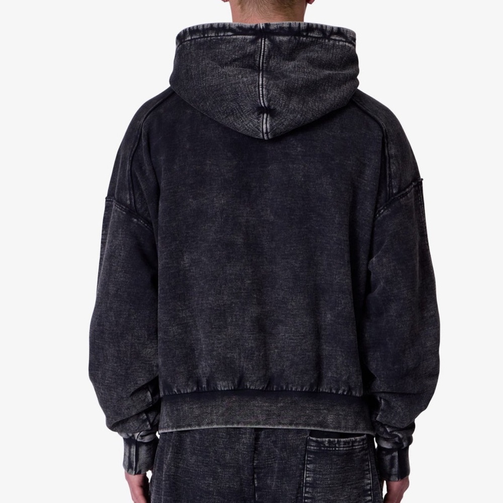 MNML - FRAYED SEAM ACID WASH HOODIE - Picture 3 of 5